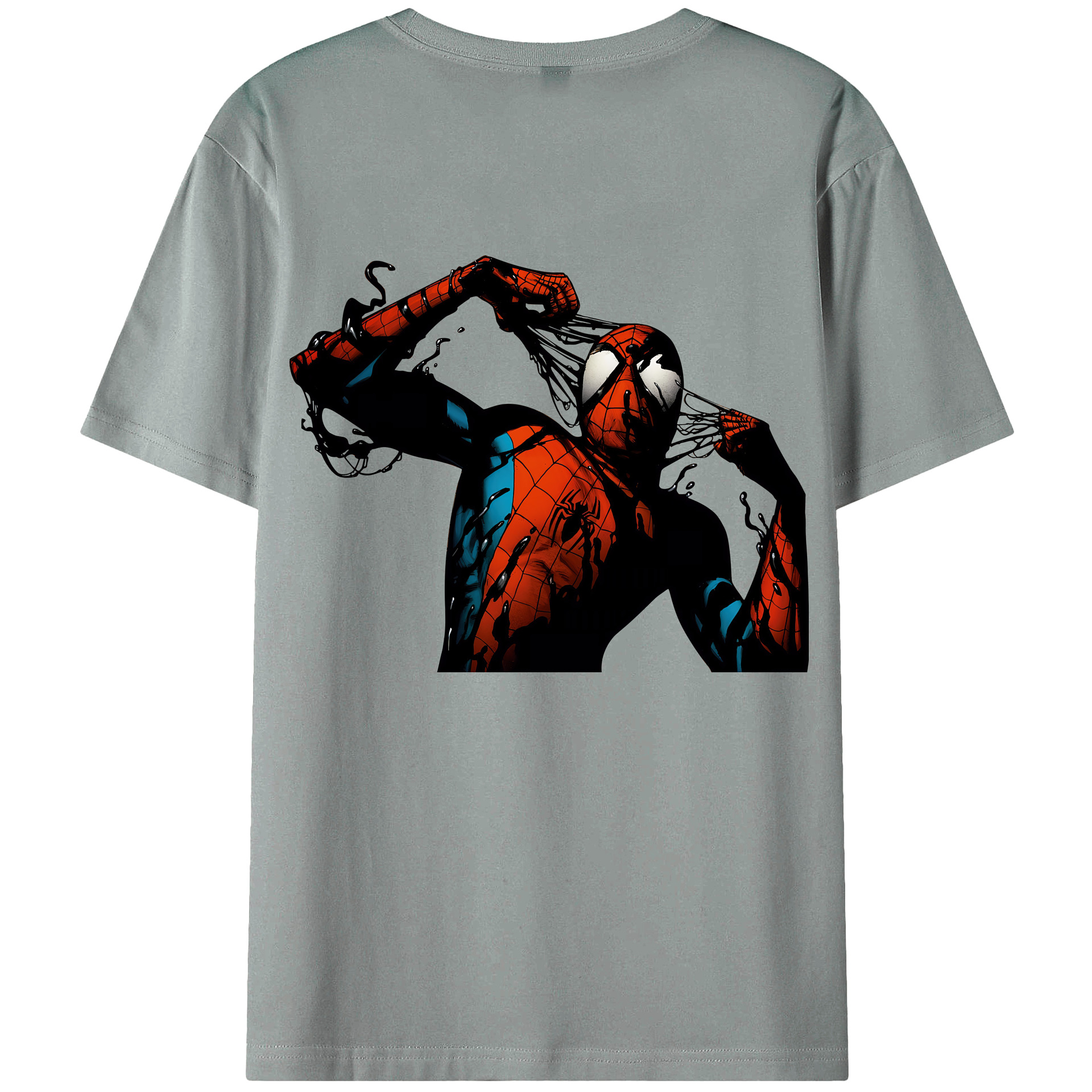 （画像用） Spider Man スパイダーマン 綿100％ メンズ半袖Tシャツ（バックプリント） 通気性